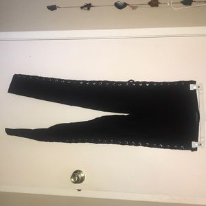 Black lace up pants